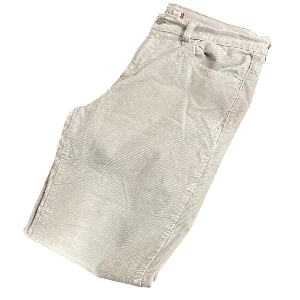 LEVIS 505 Pants Womens 12M Beige Corduroy Straight Leg Stretch Casual Blemish